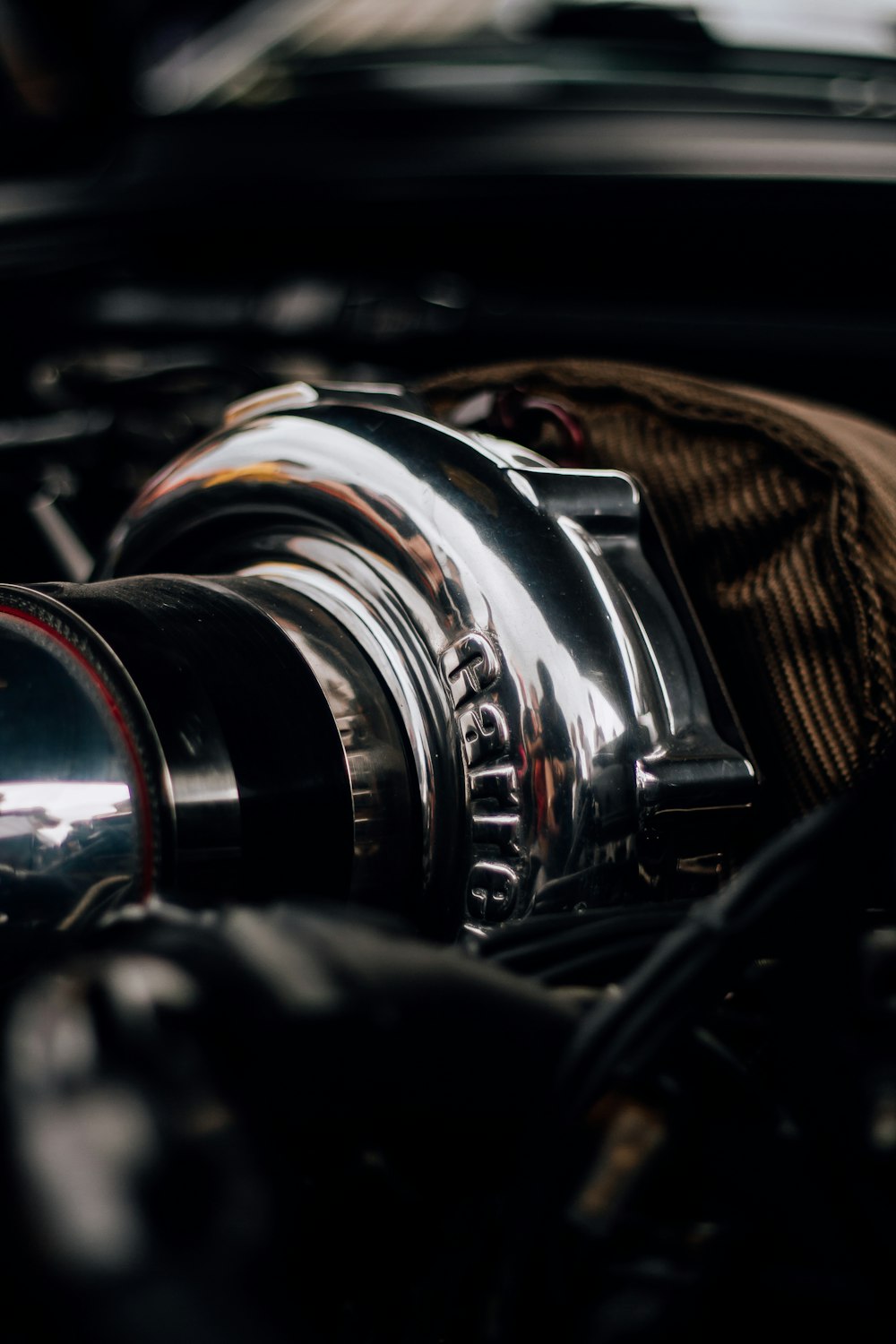 a close up view of a car engine