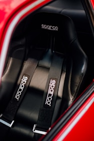 a close up of the seats in a car