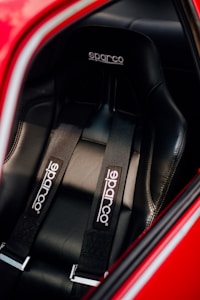 a close up of the seats in a car