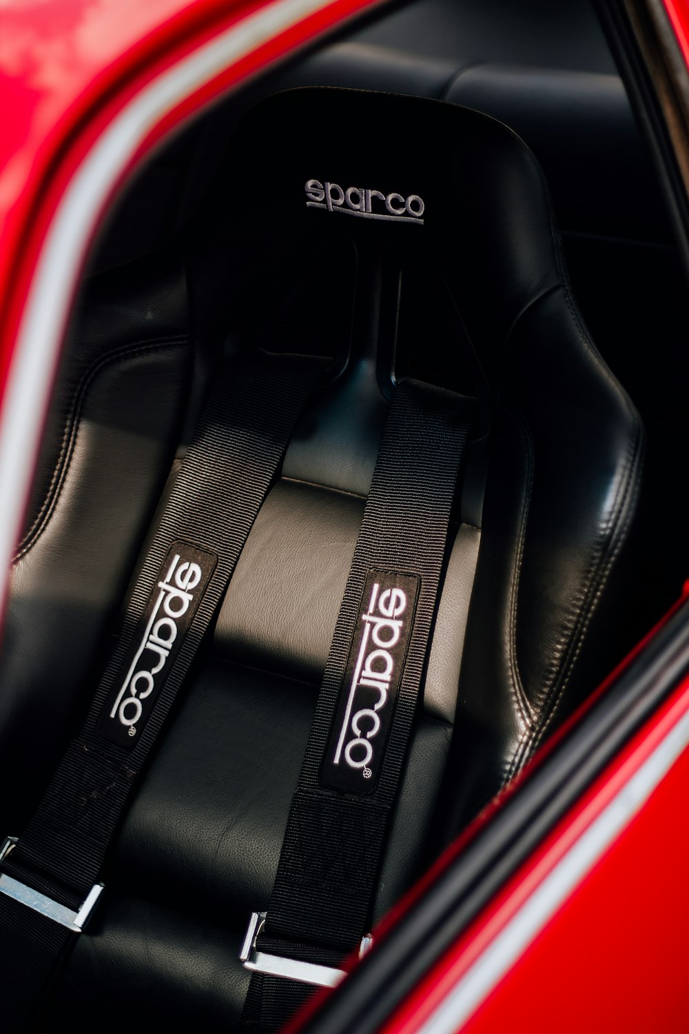 a close up of the seats in a car