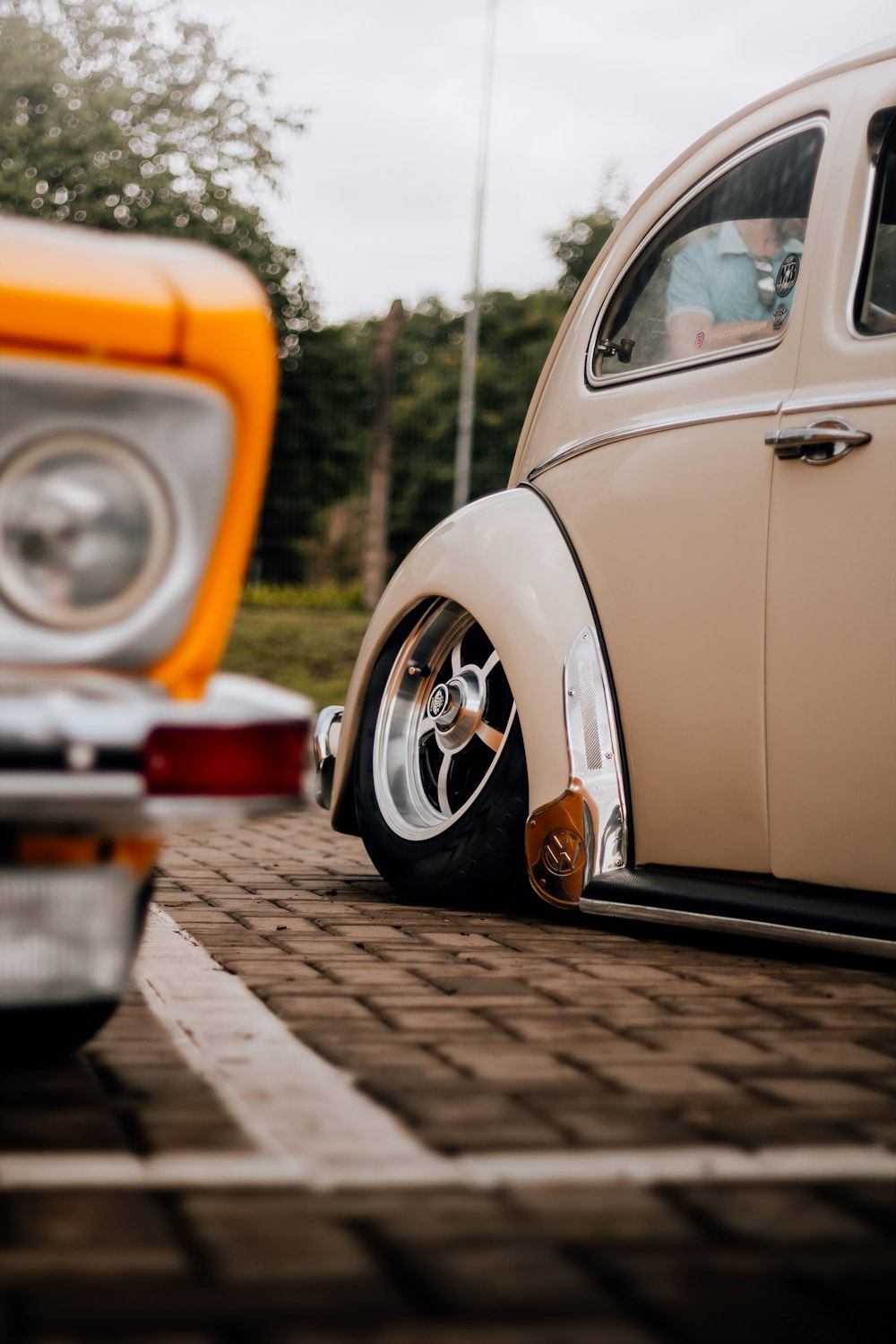 a close up of the front end of a car