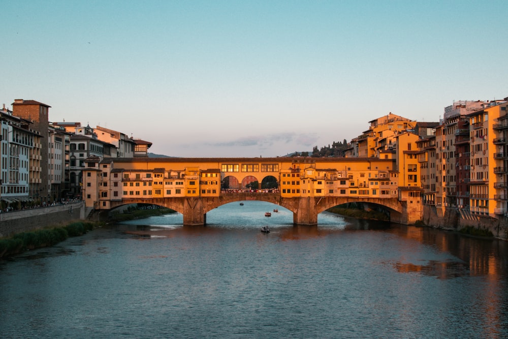 a bridge over a river in a city