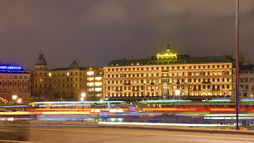 a large building with a lot of lights on top of it