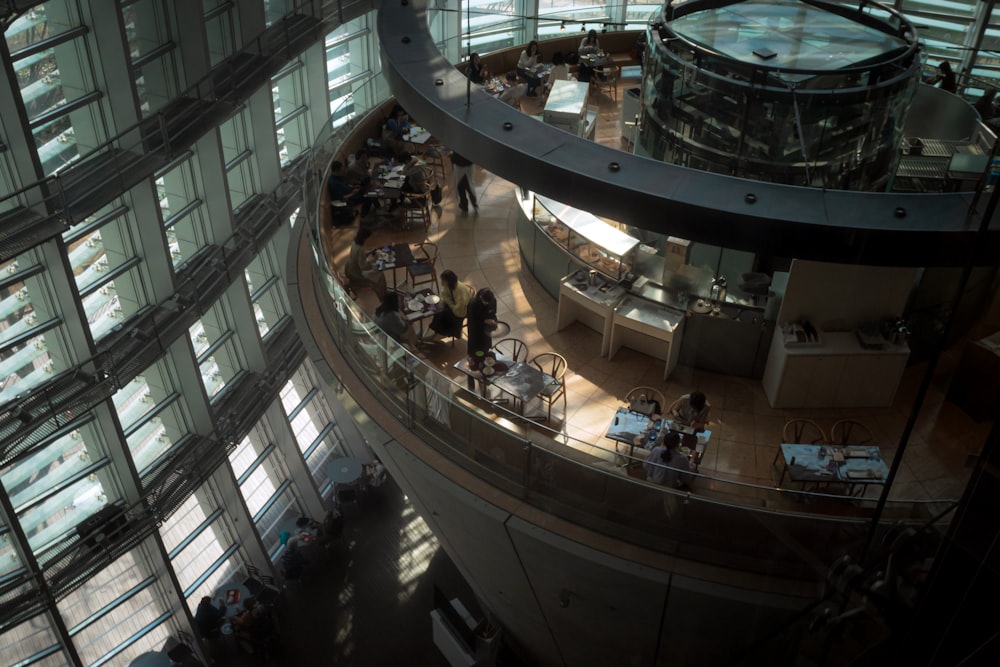 the inside of a building with a lot of windows