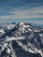 a view of the top of a snowy mountain