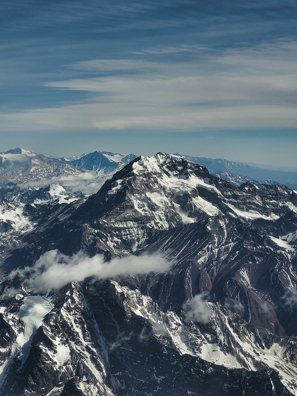 a view of the top of a snowy mountain