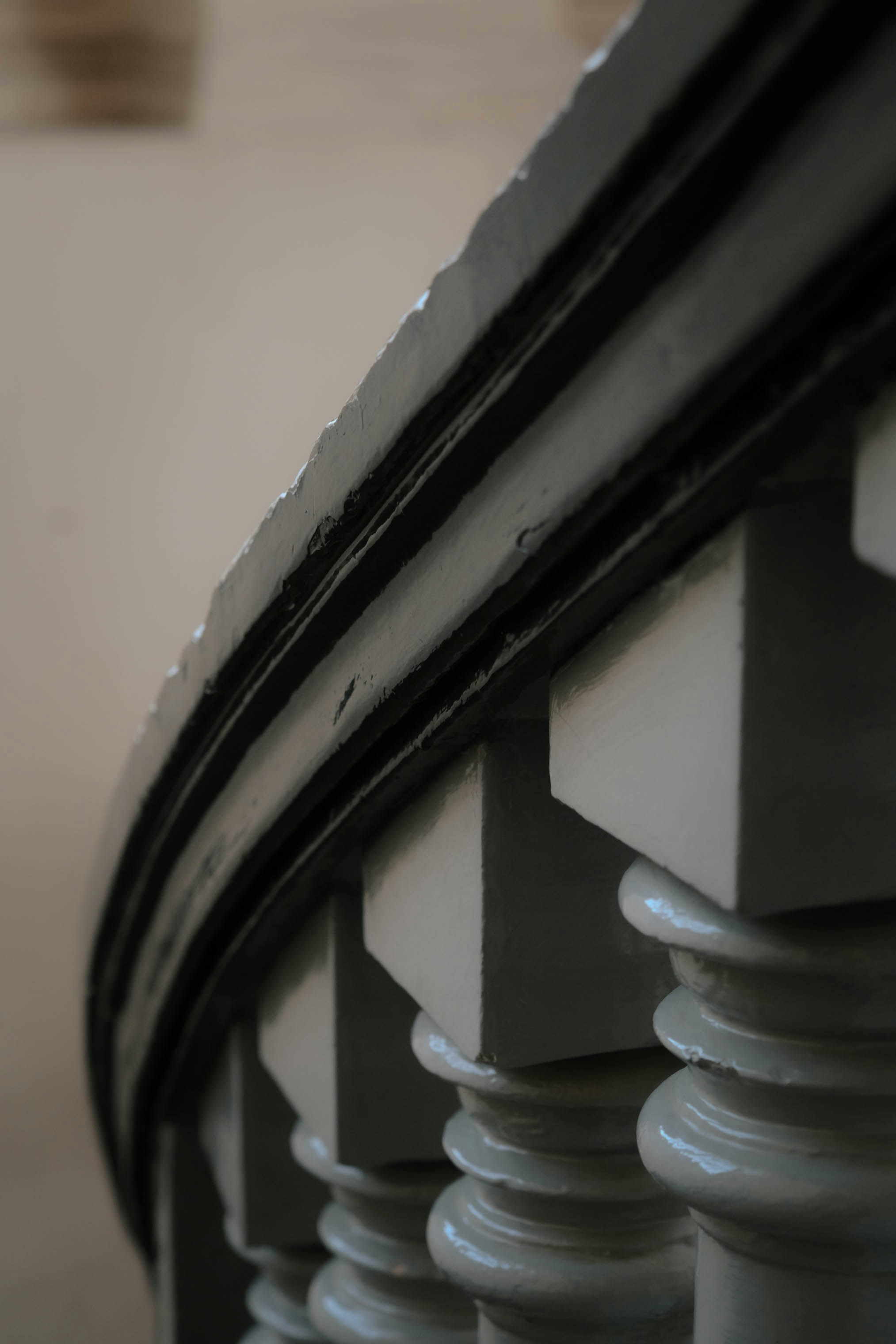 a close up view of a metal railing