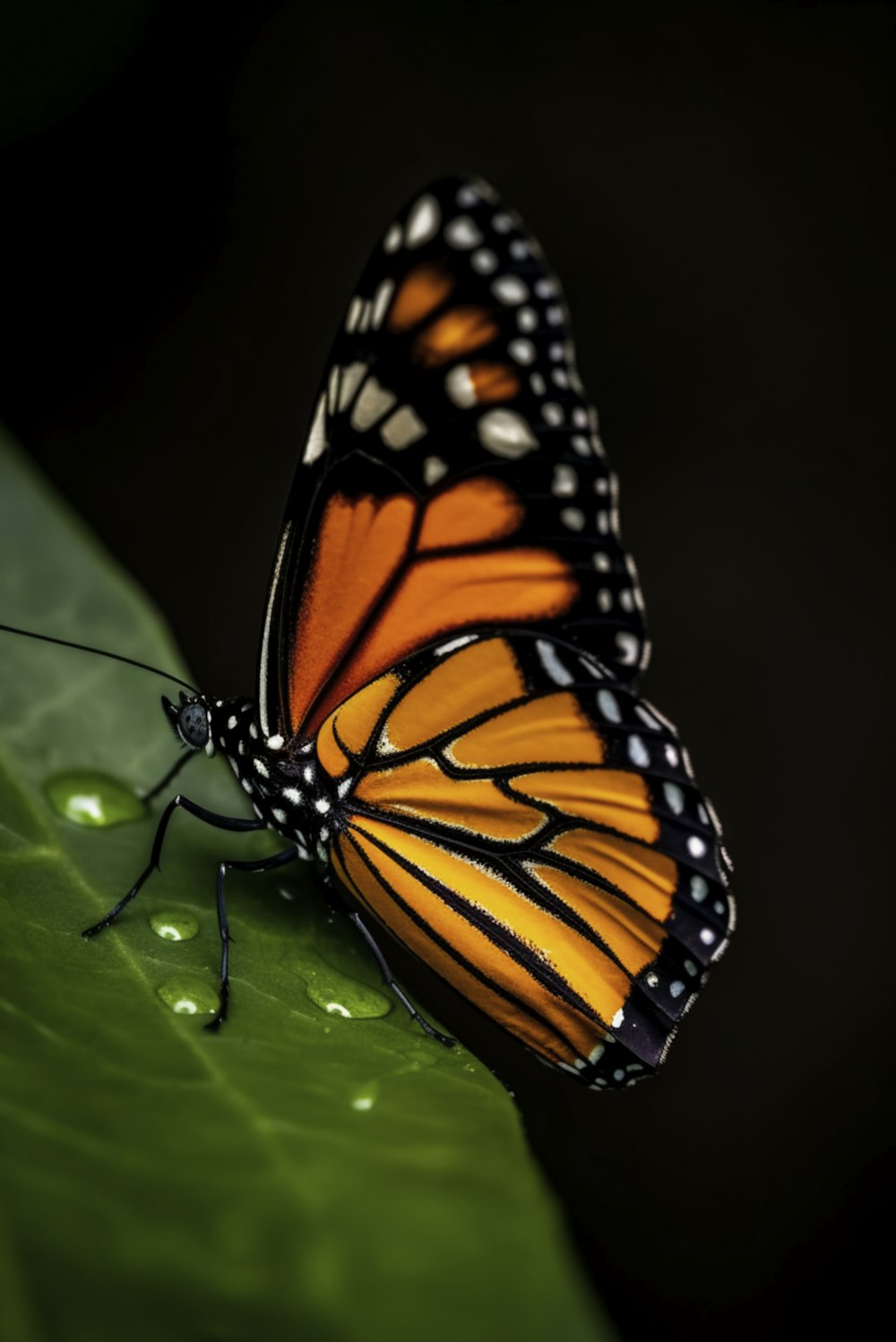 a close up of a butterfly on a leaf