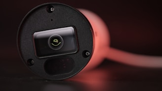 a close up of a camera on a table