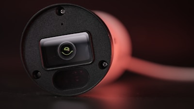 a close up of a camera on a table