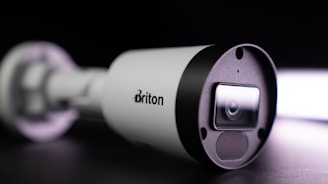 a close up of a camera on a table