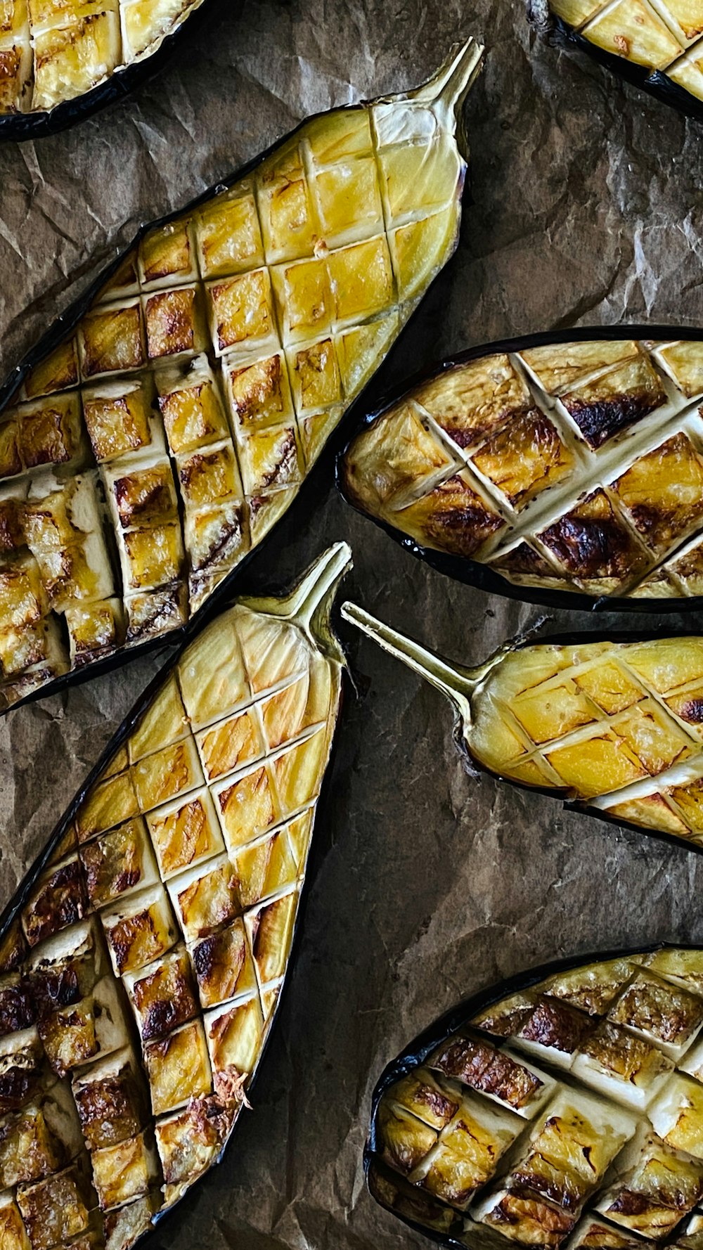 grilled eggplant on a piece of wax paper