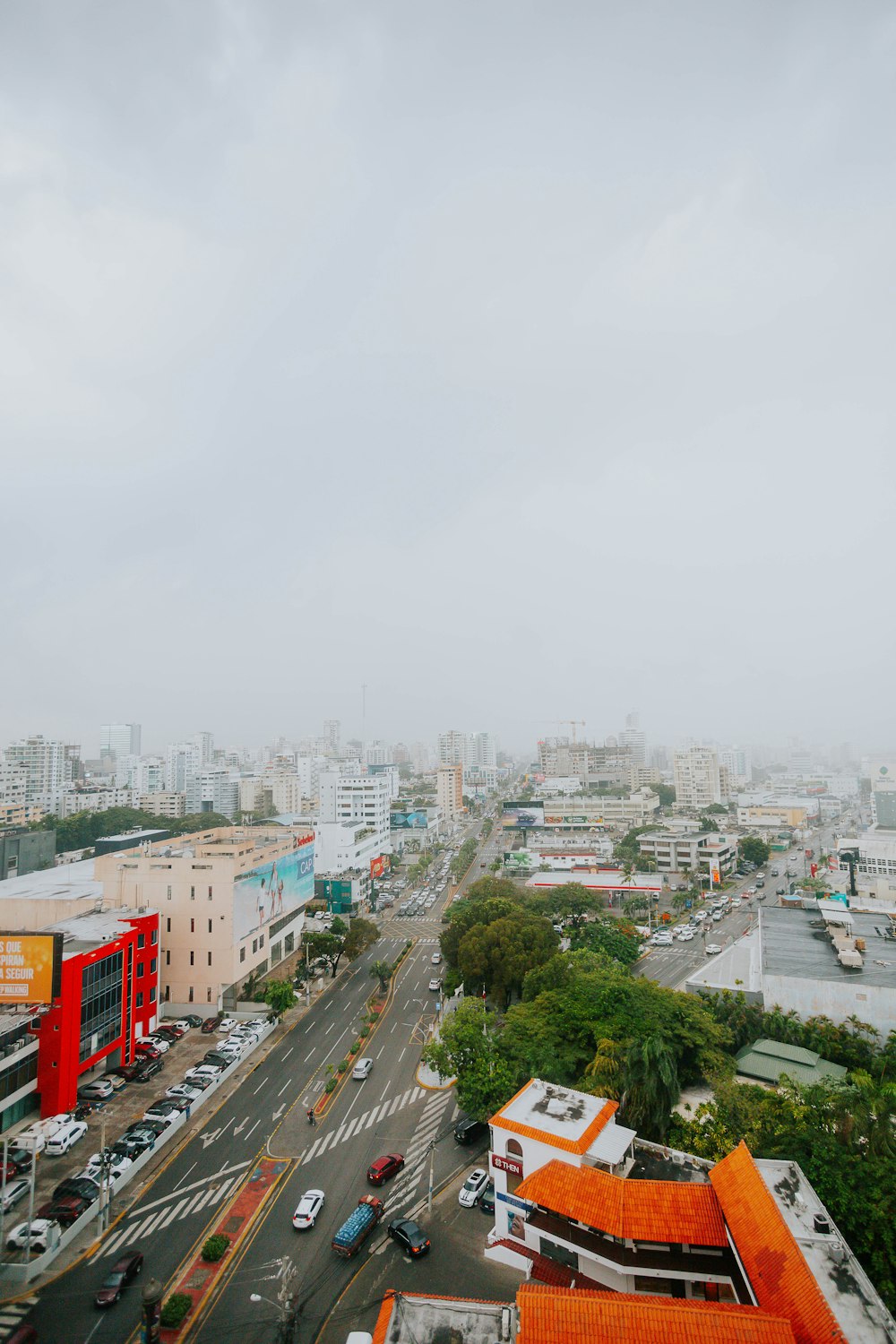 a view of a city from the top of a building