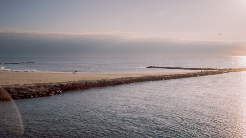 une personne marchant sur une plage au bord de l’océan