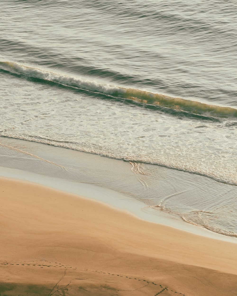 Un homme sur une planche de surf au sommet d’une plage de sable