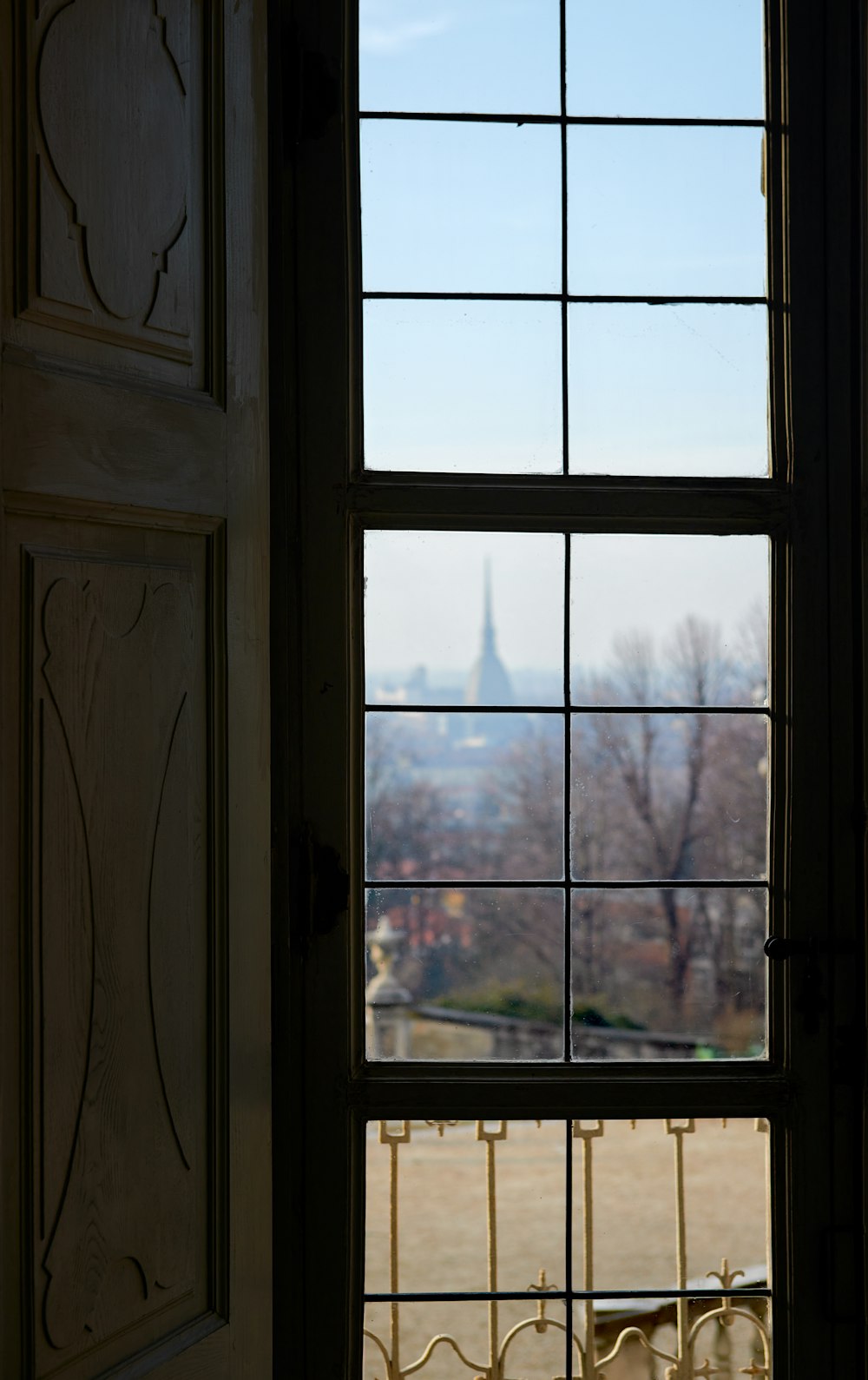 a view of a city through a window