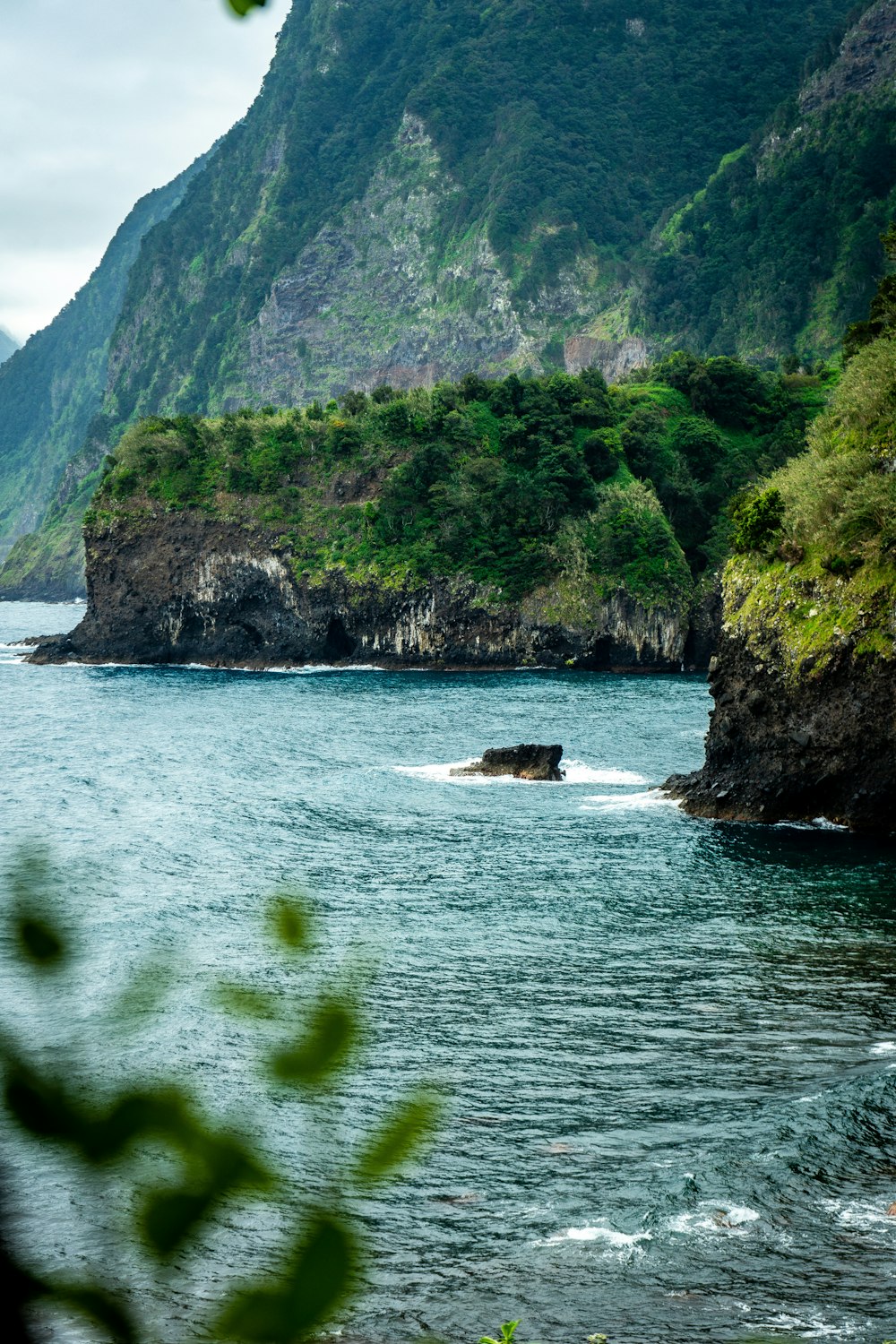 a body of water surrounded by mountains and trees