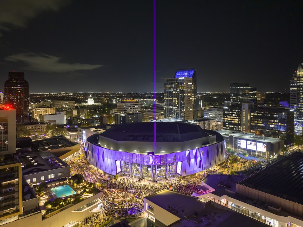 a night view of a stadium with a lot of lights