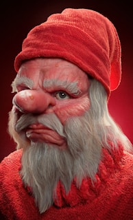 Close-up of a detailed character design with expressive features.