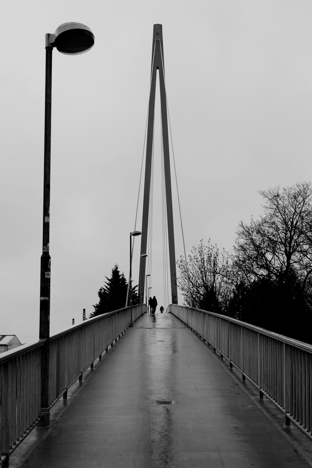 Una foto in bianco e nero di un ponte