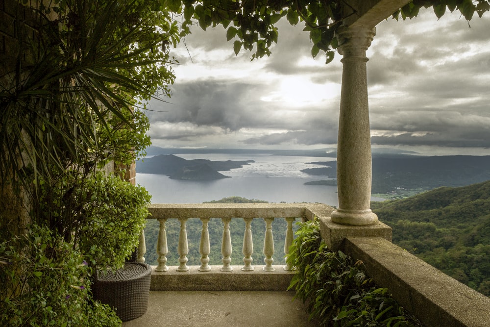 a balcony with a view of the ocean