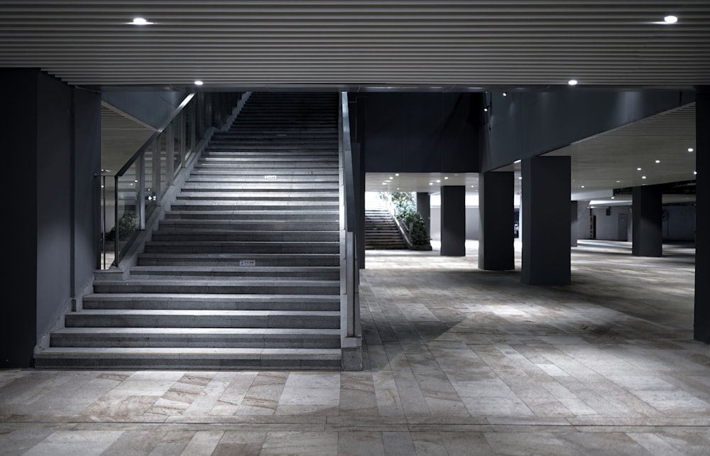 a staircase leading to a second floor of a building