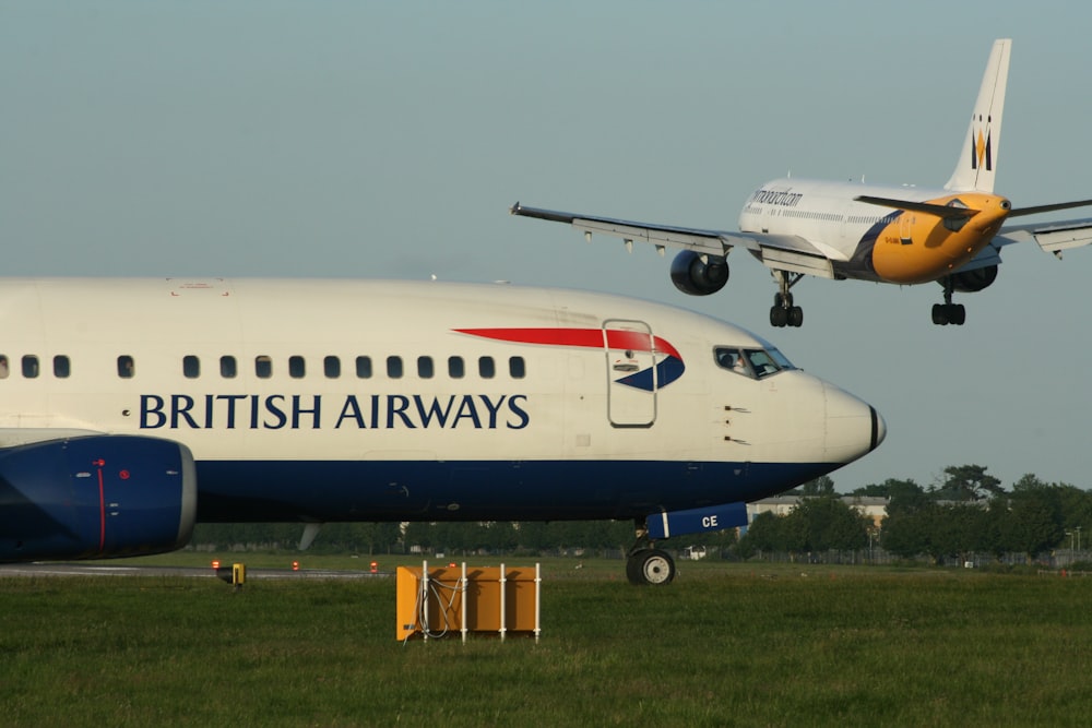 a british airways plane taking off from an airport runway