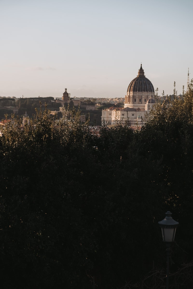 St Peter's Basilica and the Vatican at sunset in Rome