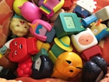 A vibrant assortment of cartoon character figurines arranged artistically.