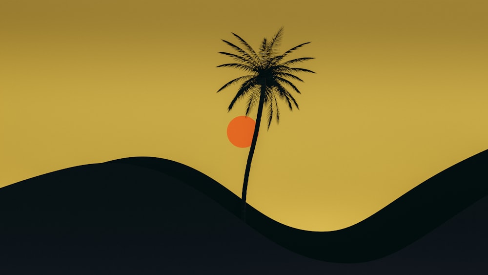 a palm tree in the middle of a desert