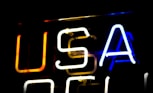a neon sign with the word usa on it