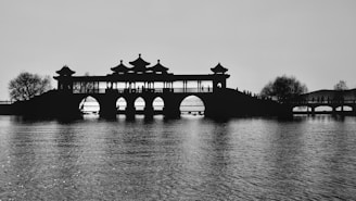 Abstract silk bridge visual symbolizing the connection between Asia and Europe.