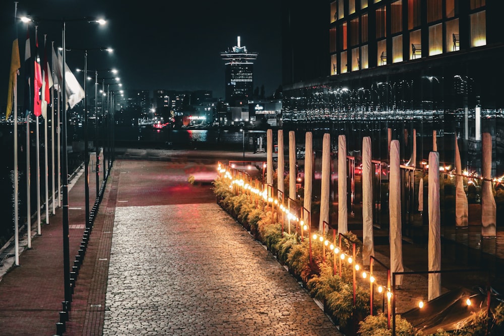 a city street with a lot of lights on it