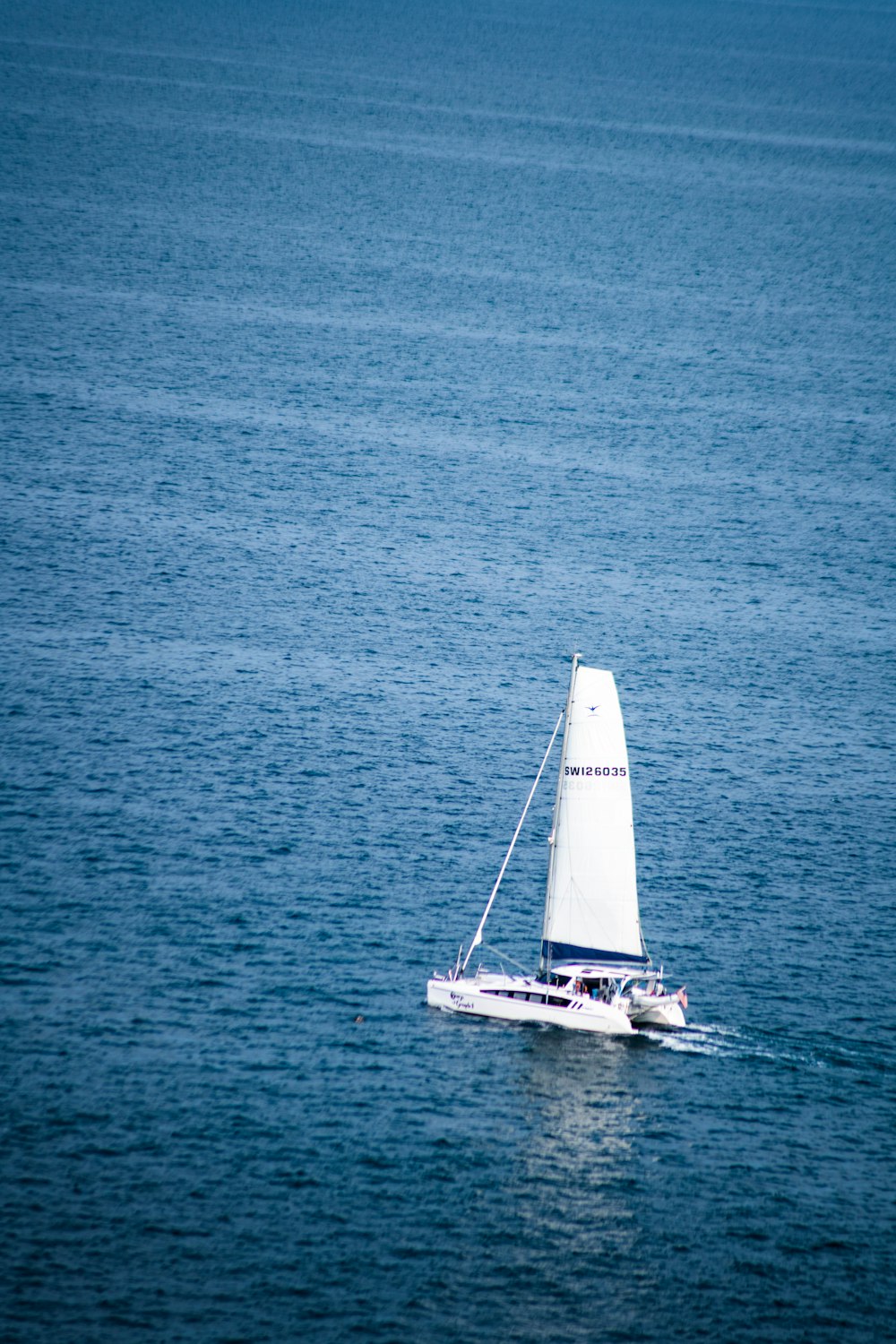 a white sailboat floating on top of a body of water
