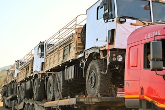 row of truck's tyres