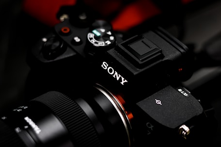 a sony camera with a lens attached to it