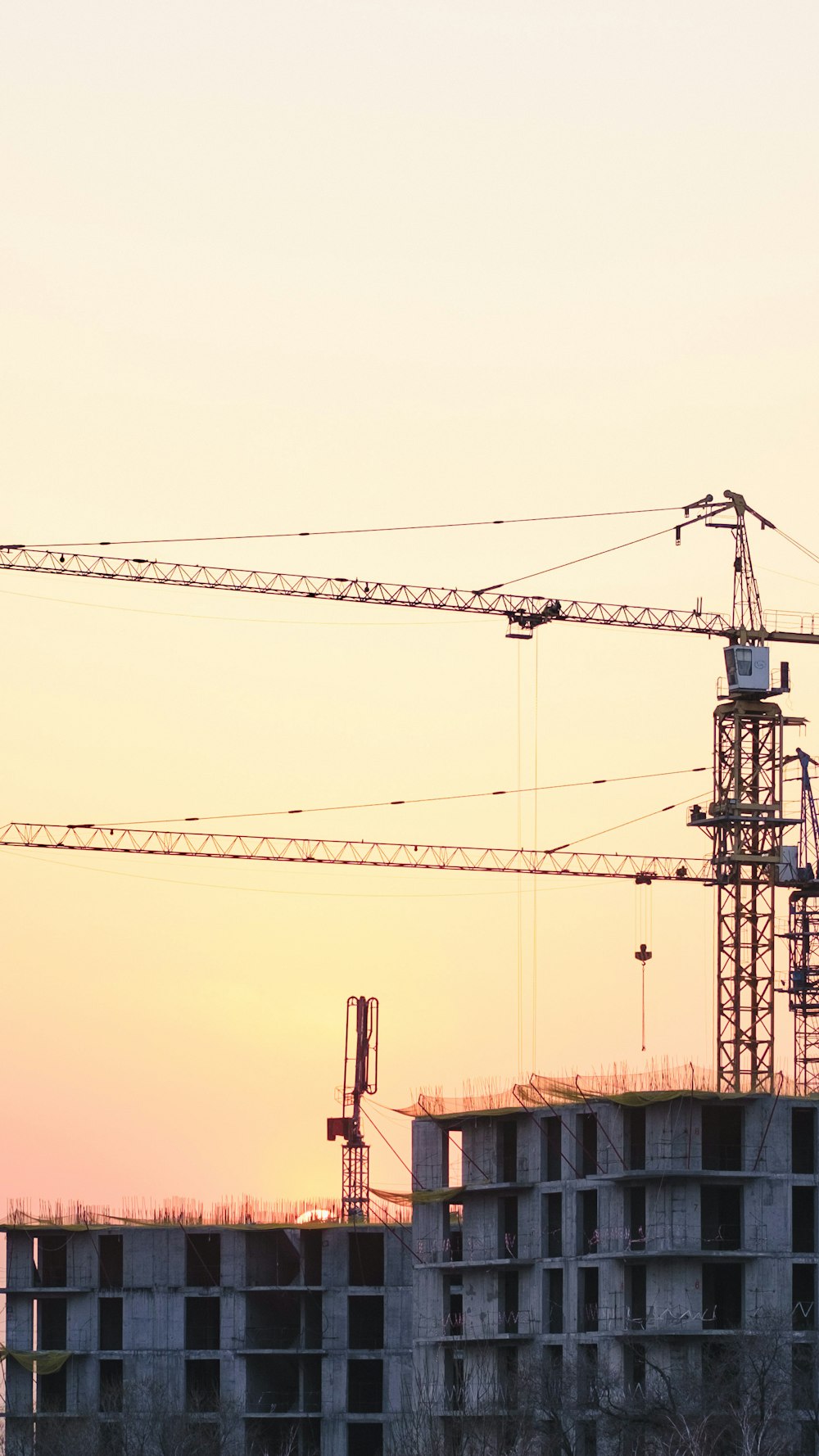 a crane is standing on top of a building