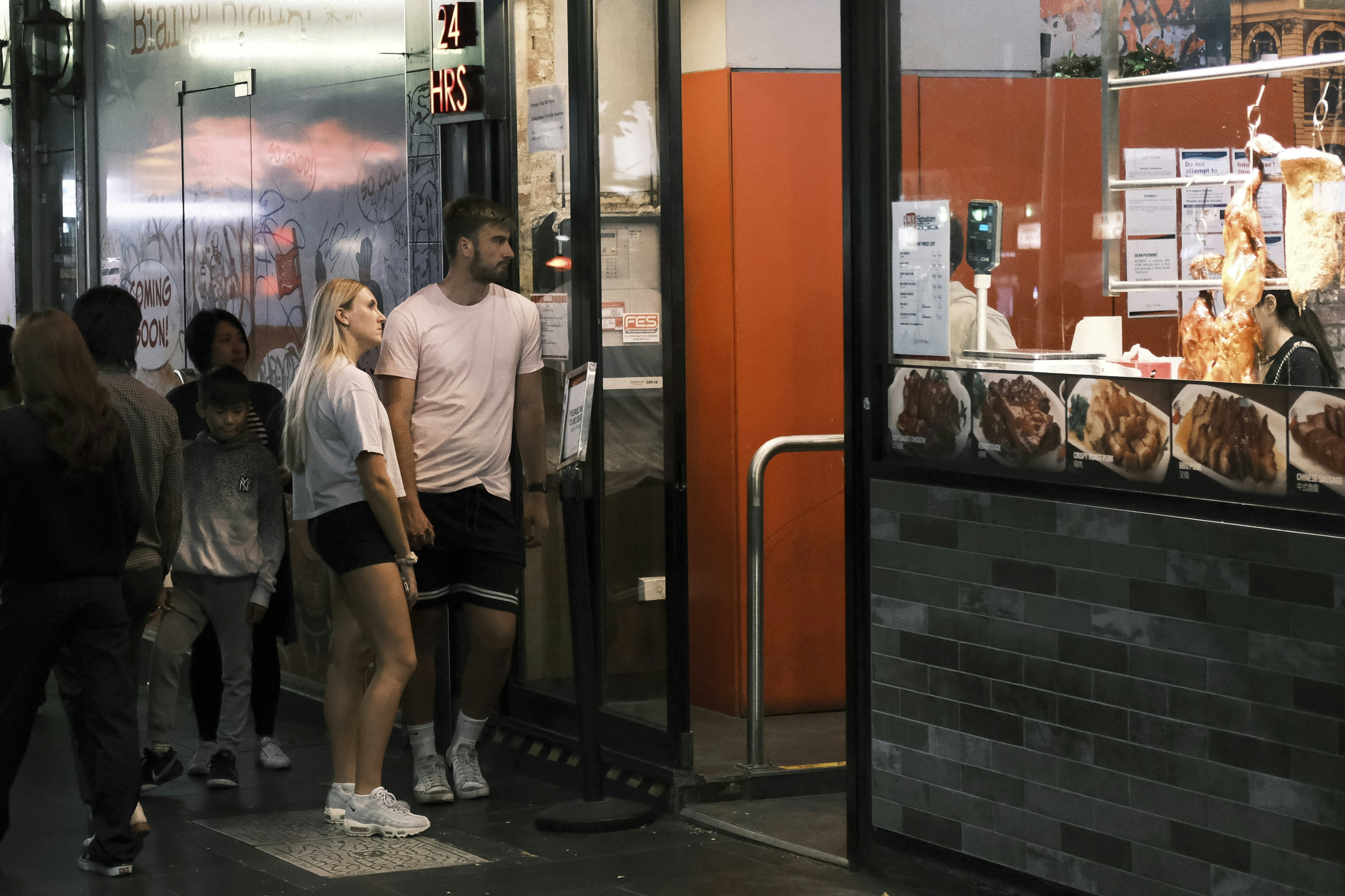 Line outside Ha's Snack Bar before opening - Ha's Snack Bar