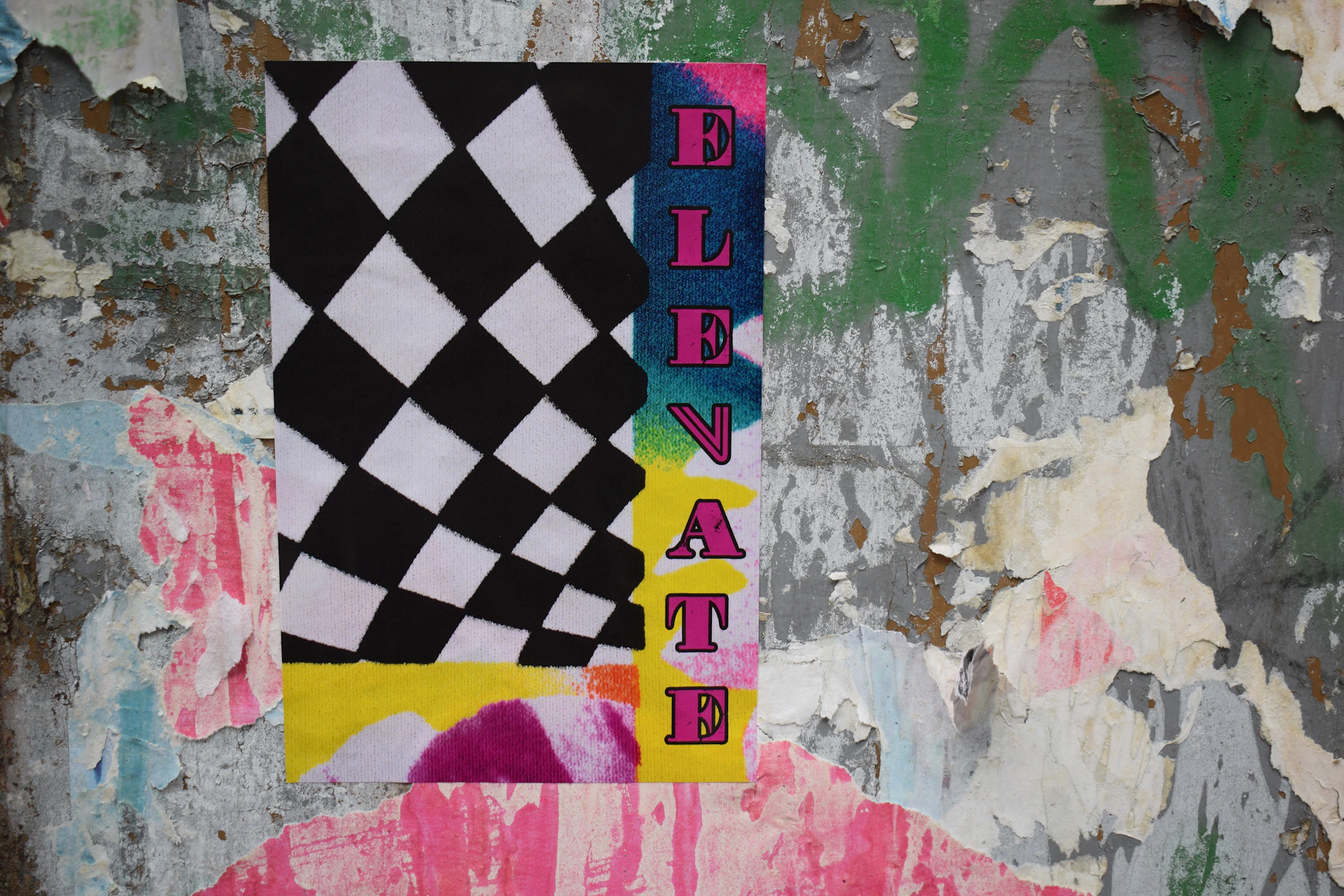 a piece of paper with a checkered design on it