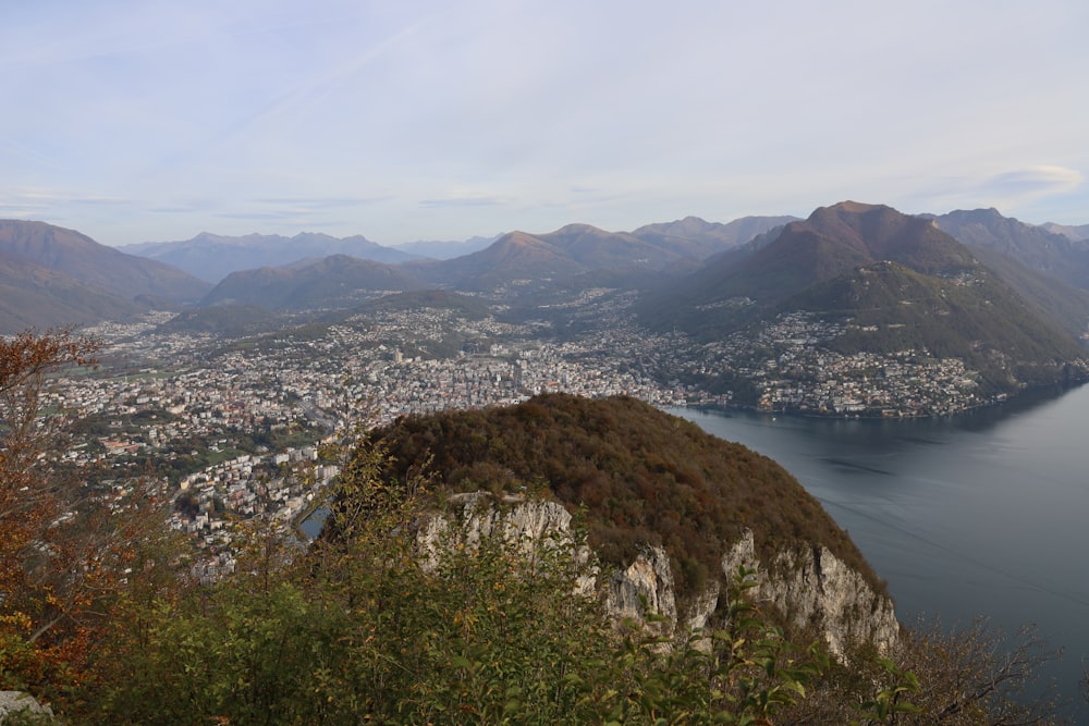 a large body of water surrounded by mountains