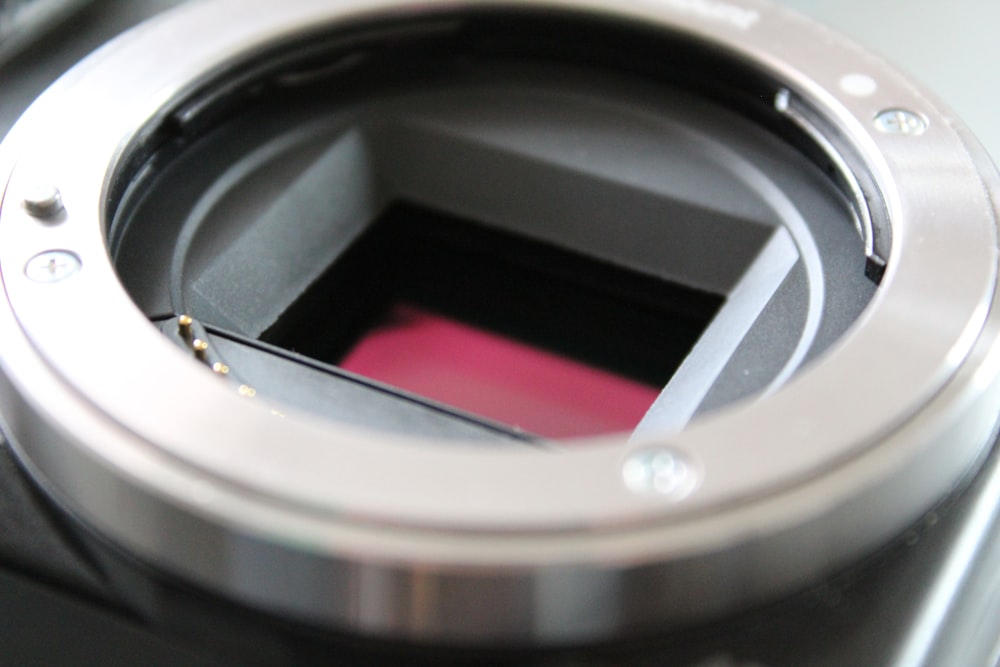 a close up of a camera lens