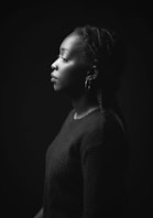 a black and white photo of a woman