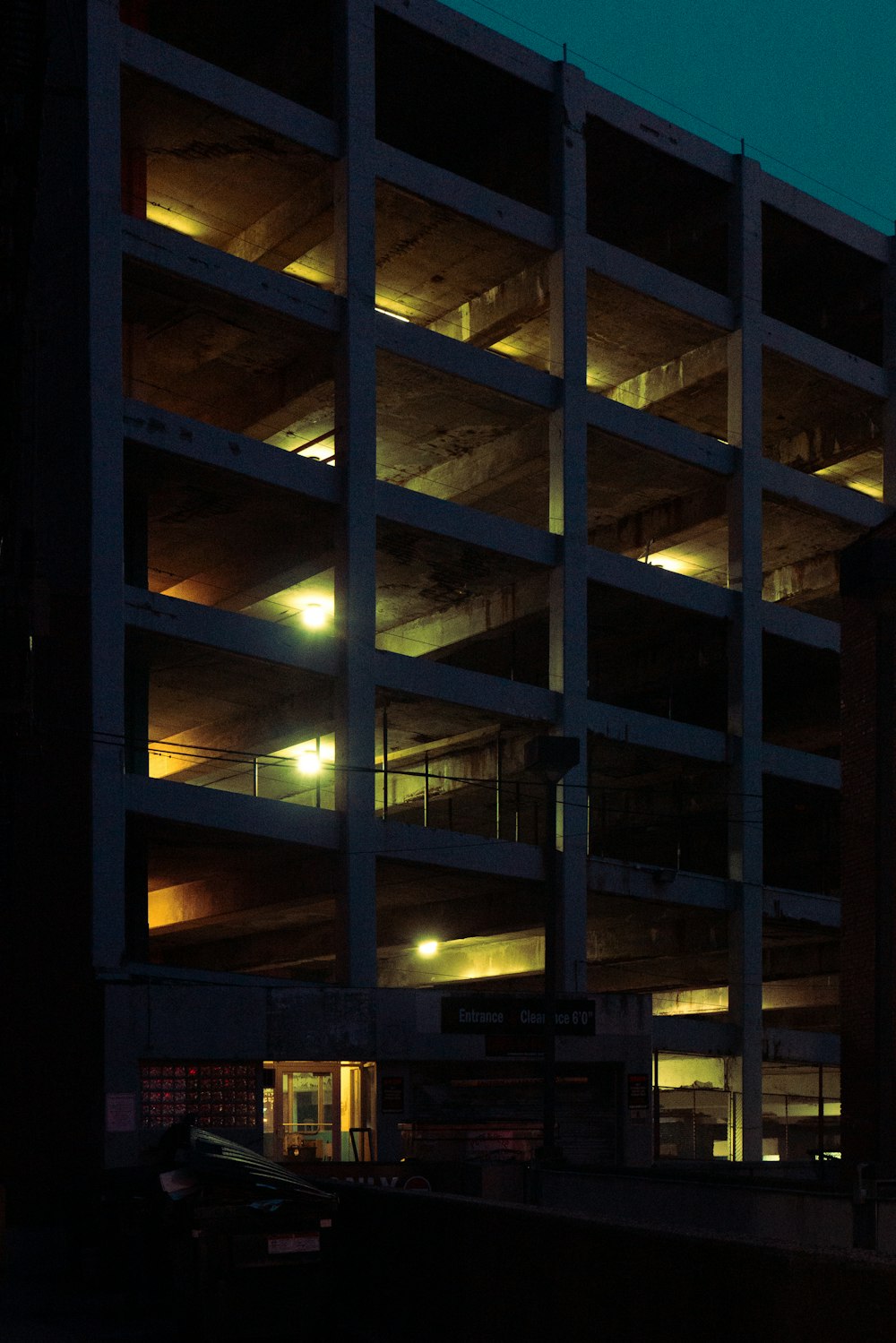 a very tall building lit up at night