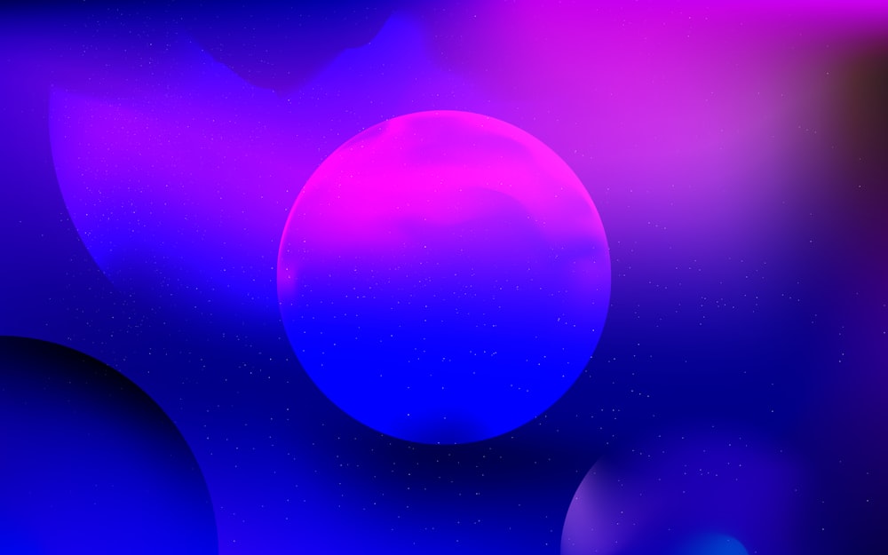 a purple and blue background with a lot of bubbles