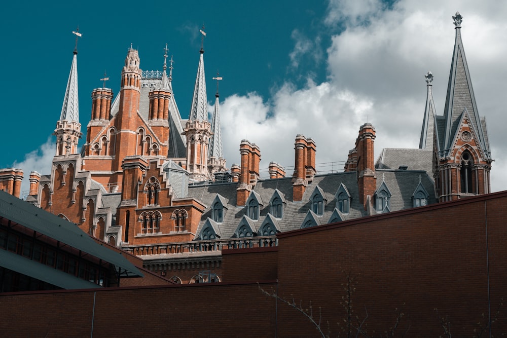 a large building with many spires on top of it