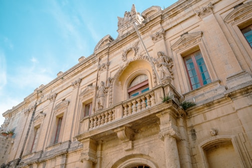 A traditional building restoration showcasing classic architecture.