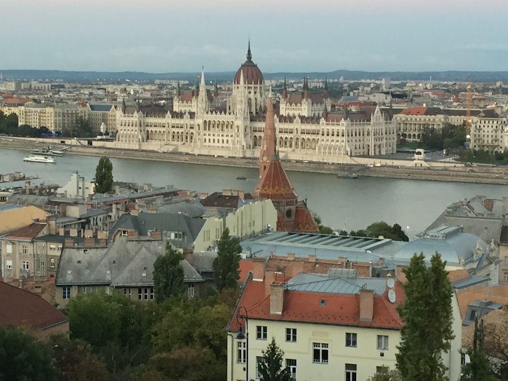 a view of a city with a river running through it