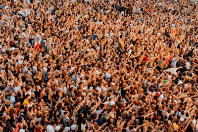 a large group of people are standing together