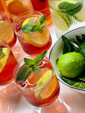 Refreshing mocktails served in stylish glasses.