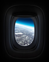 a view of the earth through an airplane window